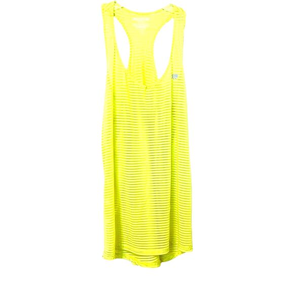 MARIKA TEK DRY WIK RACETBACK TANK TOP, WOMENS, XL, YELLOW & CLEAR MESH PINSTRIPE - Picture 1 of 9